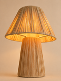 Lampe de table en raphia naturel – vue principale allumée
