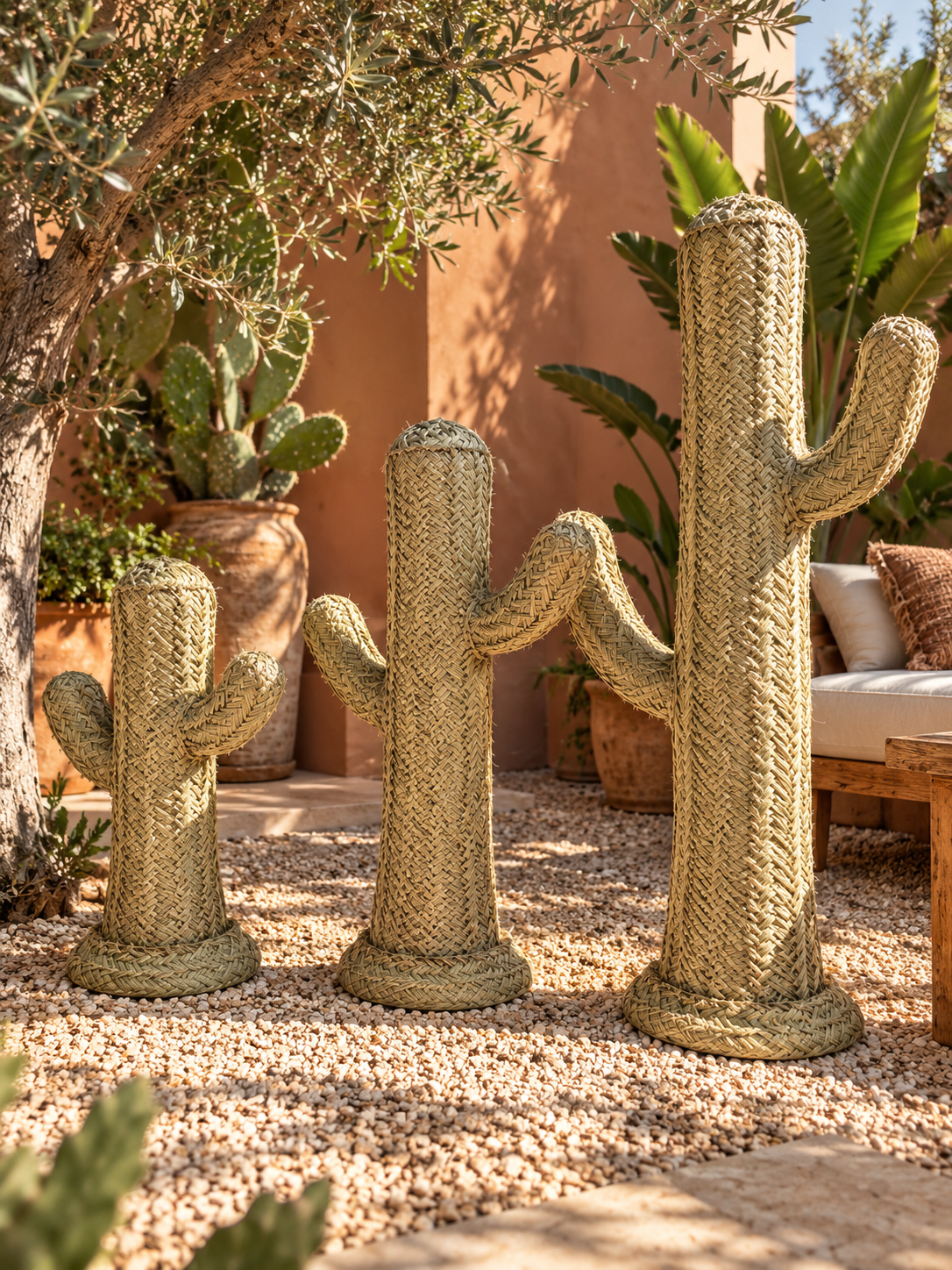 Cactus en raphia – détail tressage